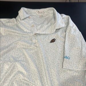 Peter Millar Blue Polo Shirt with Textured Pattern